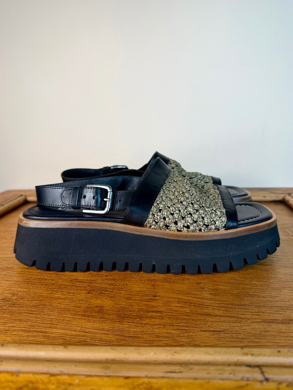 Labucq Women’s Panama Sandal Olive Black Size 39
